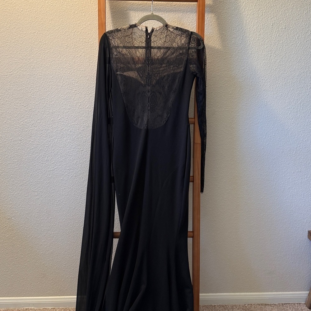 ZEENA ZAKI FW202104 DRESS black gown, lace, sweetheart bodice large $1200 MSRP - Picture 8 of 9